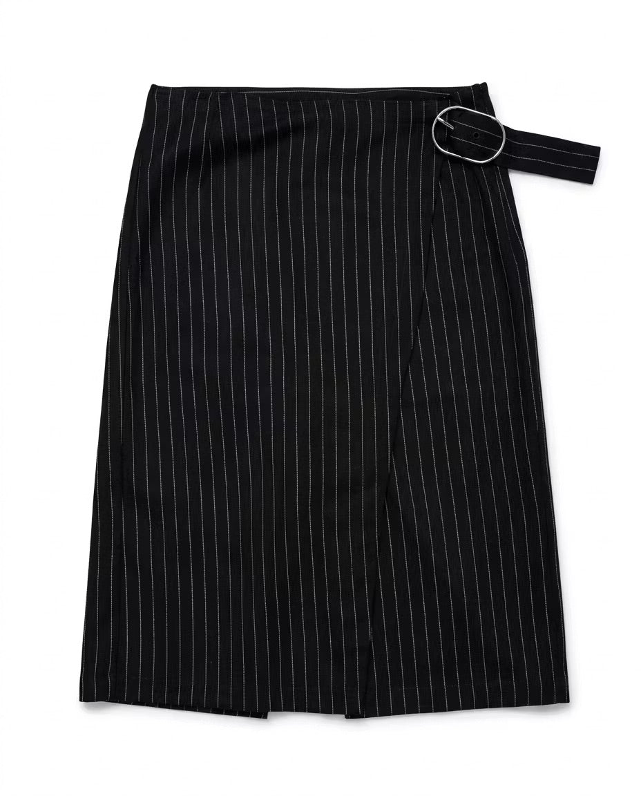 Pinstripe Wrap Skirt